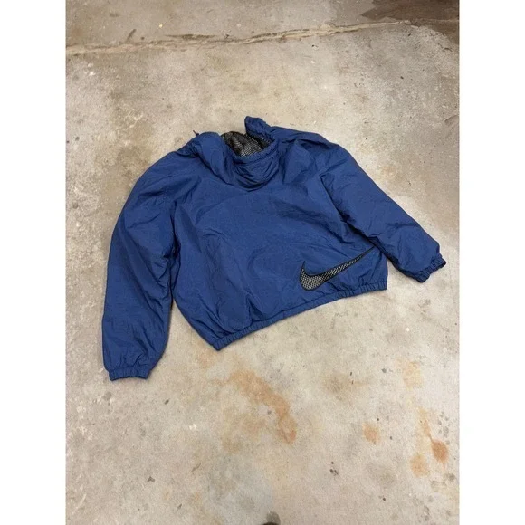Nike Men's Reversible Hooded Windbreaker Jacket Blue XXL Mesh Lined - Picture 7 of 8